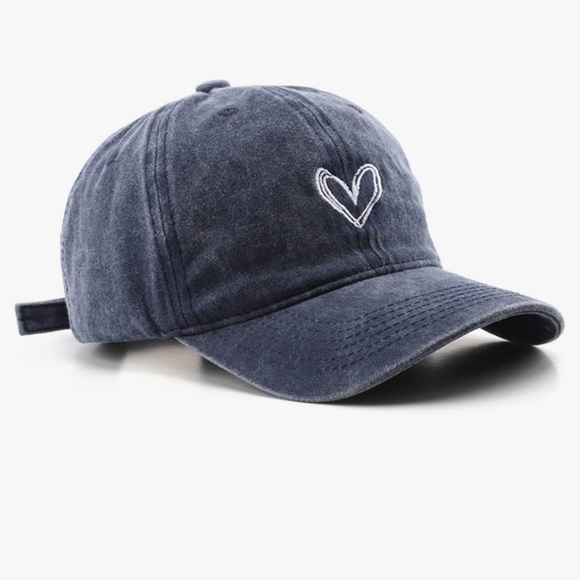 Vintage Washed Cotton Baseball Cap Sun Hat Camping Hiking Hat Heart Valentine’s - Picture 3 of 9
